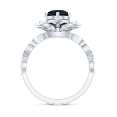 London Blue Topaz and Diamond Cocktail Flower Engagement Ring