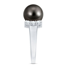 7.50 Carat Real Tahitian Black Pearl Solitaire Engagement Ring