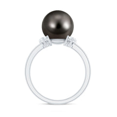 7.50 Carat Real Tahitian Black Pearl Solitaire Engagement Ring
