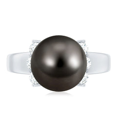 7.50 Carat Real Tahitian Black Pearl Solitaire Engagement Ring