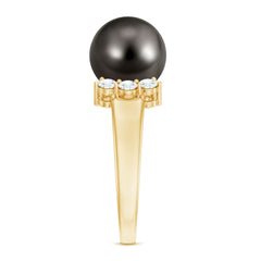 7.50 Carat Real Tahitian Black Pearl Solitaire Engagement Ring
