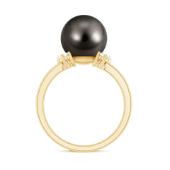 7.50 Carat Real Tahitian Black Pearl Solitaire Engagement Ring