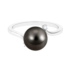 7.5 Carat Solitaire Tahitian Pearl Bypass Engagement Ring with Diamond