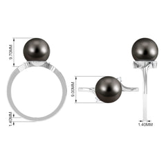 7.5 Carat Solitaire Tahitian Pearl Bypass Engagement Ring with Diamond