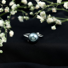 7.5 Carat Solitaire Tahitian Pearl Bypass Engagement Ring with Diamond
