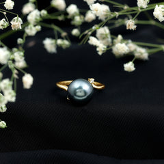 7.5 Carat Solitaire Tahitian Pearl Bypass Engagement Ring with Diamond