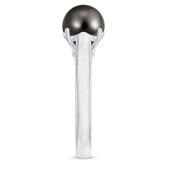 7.75 CT Classic Tahitian Pearl Solitaire Ring with Surprise Diamond