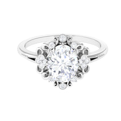 7X9mm Oval Cut Certified Moissanite Vintage Statement Ring