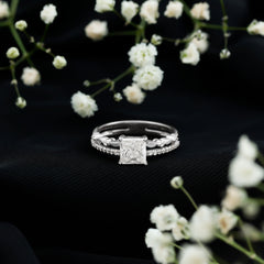 Moissanite Square Cut Engagement Ring With Certificate