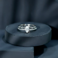 Certified Brilliant Cut Moissanite Marquise Cut Engagement Ring