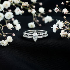 Certified Brilliant Cut Moissanite Marquise Cut Engagement Ring
