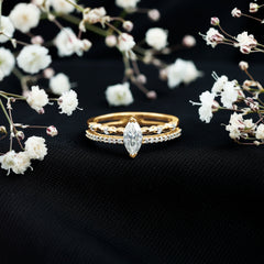 Certified Brilliant Cut Moissanite Marquise Cut Engagement Ring