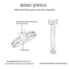 2 Carat Emerald Cut Moissanite Engagement Ring (D-VS1)