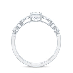 2 Carat Emerald Cut Moissanite Engagement Ring (D-VS1)