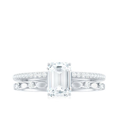 2 Carat Emerald Cut Moissanite Engagement Ring (D-VS1)