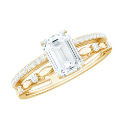 2 Carat Emerald Cut Moissanite Engagement Ring (D-VS1)