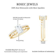 2 Carat Emerald Cut Moissanite Engagement Ring (D-VS1)