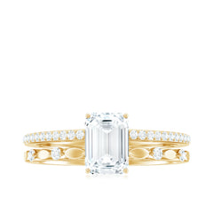 2 Carat Emerald Cut Moissanite Engagement Ring (D-VS1)