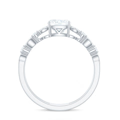 6mm Cushion Cut Moissanite Solitaire Double Band Engagement Ring