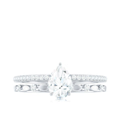 Pear Shaped Moissanite Double Band Engagement Ring