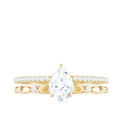 Pear Shaped Moissanite Double Band Engagement Ring