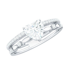 7 mm Heart Moissanite Solitaire Double Band Ring Set