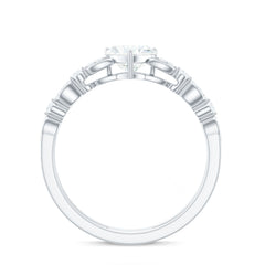 7 mm Heart Moissanite Solitaire Double Band Ring Set
