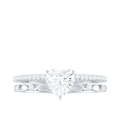 7 mm Heart Moissanite Solitaire Double Band Ring Set
