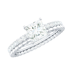 Certified Moissanite Square Cut Engagement Ring For Women