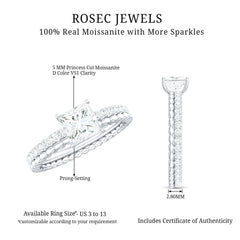 Certified Moissanite Square Cut Engagement Ring For Women