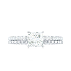 Certified Moissanite Square Cut Engagement Ring For Women
