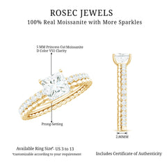 Certified Moissanite Square Cut Engagement Ring For Women