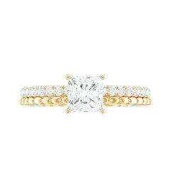 Certified Moissanite Square Cut Engagement Ring For Women