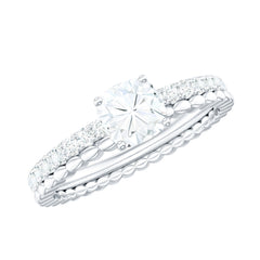 6mm Certified Cushion Cut Moissanite Solitaire Engagement Ring