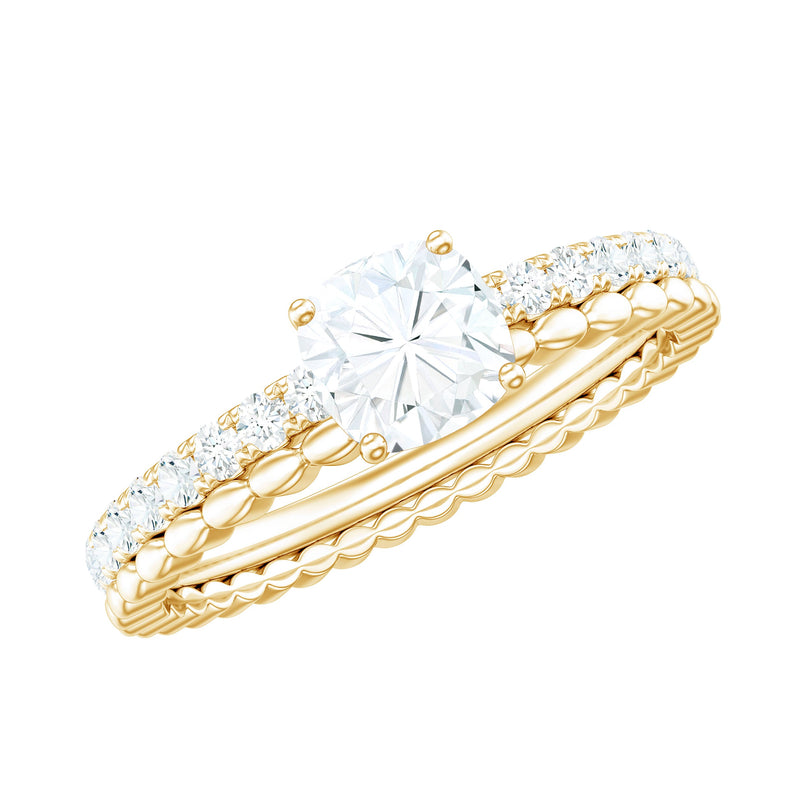 6mm Certified Cushion Cut Moissanite Solitaire Engagement Ring