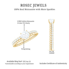 6mm Certified Cushion Cut Moissanite Solitaire Engagement Ring