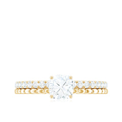 6mm Certified Cushion Cut Moissanite Solitaire Engagement Ring