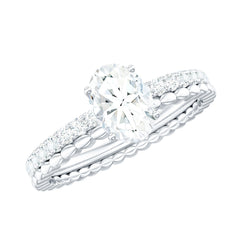 5x7mm Solitaire Moissanite Oblong Engagement Ring