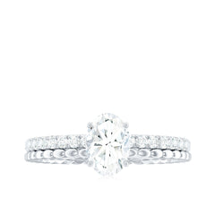 5x7mm Solitaire Moissanite Oblong Engagement Ring