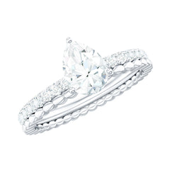 5X7mm Pear Cut Moissanite Solitaire Engagement Ring