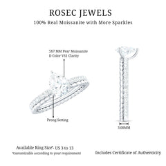 5X7mm Pear Cut Moissanite Solitaire Engagement Ring