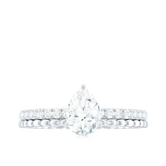 5X7mm Pear Cut Moissanite Solitaire Engagement Ring