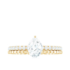 5X7mm Pear Cut Moissanite Solitaire Engagement Ring