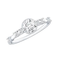 5mm Round Certified Moissanite Solitaire Engagement Ring in Bezel Setting