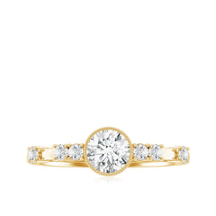 5mm Round Certified Moissanite Solitaire Engagement Ring in Bezel Setting