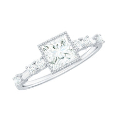 Square Moissanite Engagement Ring With Side Stones