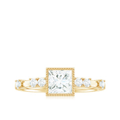 Square Moissanite Engagement Ring With Side Stones