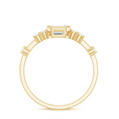 Womens Moissanite 6X8 mm Emerald Cut Engagement Ring in Bezel Setting