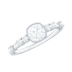 6mm Cushion Cut Moissanite Solitaire Engagement Ring in Bezel Setting