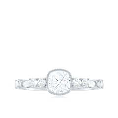 6mm Cushion Cut Moissanite Solitaire Engagement Ring in Bezel Setting